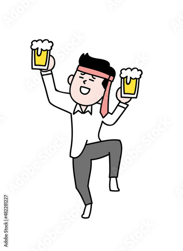 ビールを持って酔っ払うビジネスマン