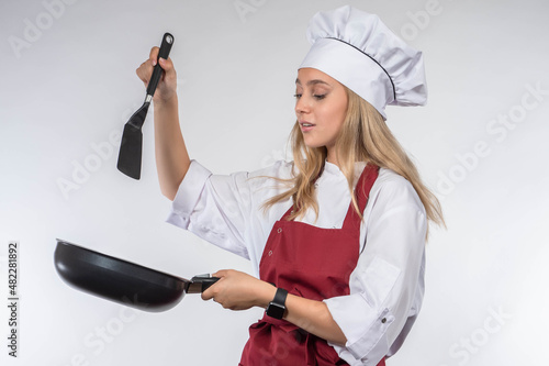 Chef cook woman. Cook with ...