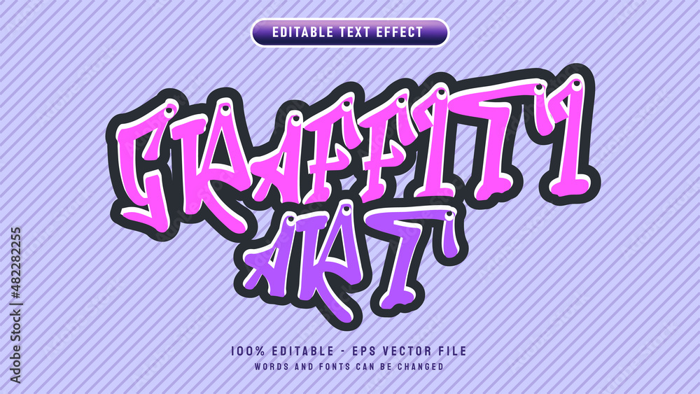 graffiti art editable text effect with 3d cartoon vector illustration template graffiti art editable text effect with 3d cartoon vector illustration template