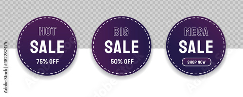 set of sale label with different offer dan discount for product promotion vector template