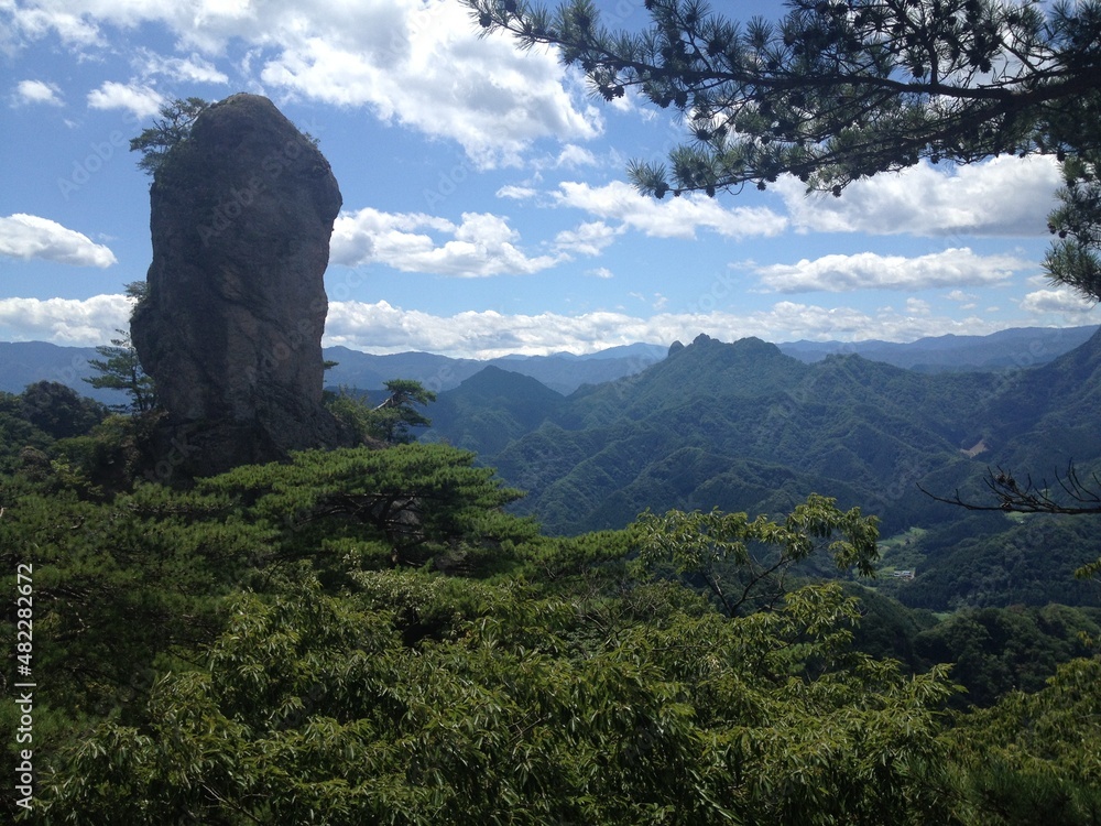 Jiji Iwa Boulder Sticking out from Forest in Shimonita Gunma Japan
