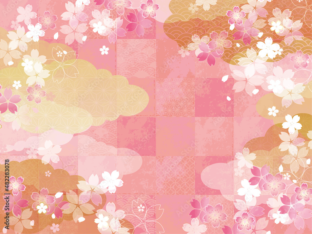 Stockvector 桜の背景イラスト 金箔 Adobe Stock