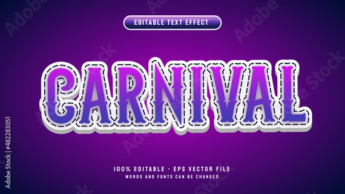 Carnival editable text effect with 3d cartoon style vector illustration template