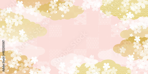 桜の背景イラスト 金箔