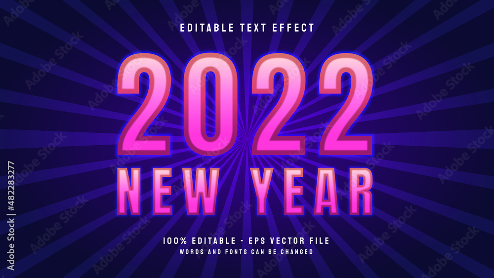New year 2022 editable text effect template for banner or advertisement