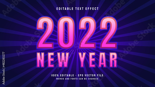 New year 2022 editable text effect template for banner or advertisement