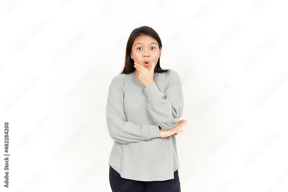 WOW Face Expression Of Beautiful Asian Woman Isolated On White Background WOW Face Expression Of Beautiful Asian Woman Isolated On White Background