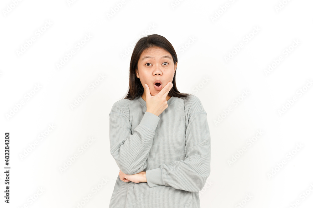 WOW Face Expression Of Beautiful Asian Woman Isolated On White Background WOW Face Expression Of Beautiful Asian Woman Isolated On White Background