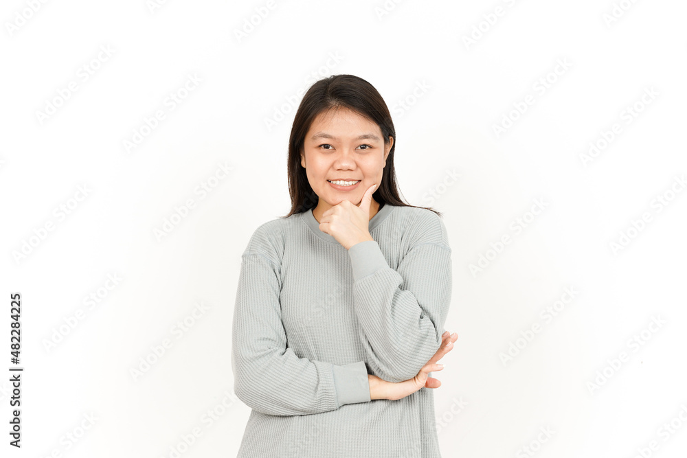 Smiling and Looking at Camera Of Beautiful Asian Woman Isolated On White Background Smiling and Looking at Camera Of Beautiful Asian Woman Isolated On White Background