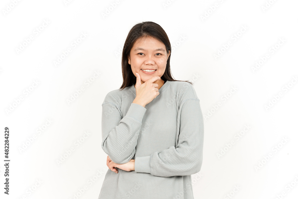 Smiling and Looking at Camera Of Beautiful Asian Woman Isolated On White Background Smiling and Looking at Camera Of Beautiful Asian Woman Isolated On White Background