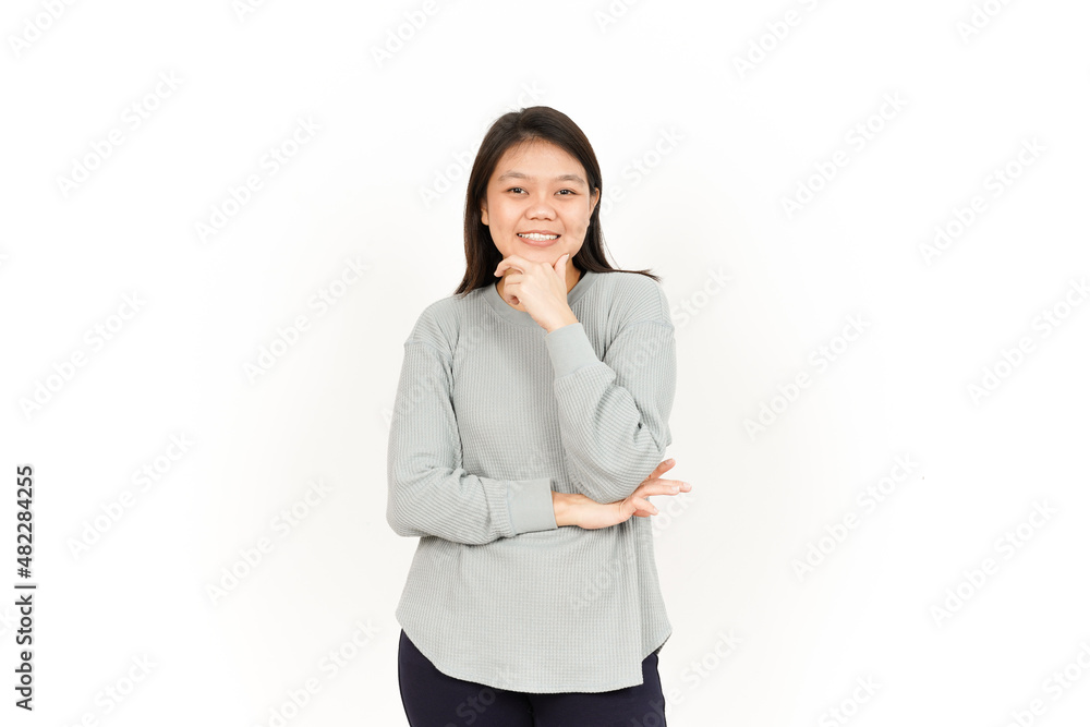 Smiling and Looking at Camera Of Beautiful Asian Woman Isolated On White Background Smiling and Looking at Camera Of Beautiful Asian Woman Isolated On White Background