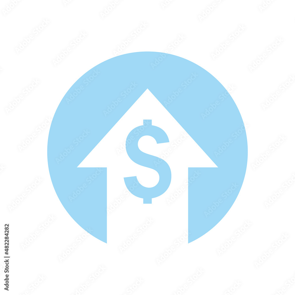 Money increases icon vector. dollar rate increase icon Money increases icon vector. dollar rate increase icon