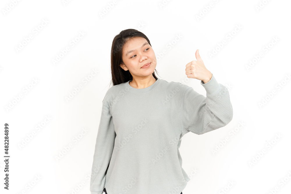 Showing Thumbs Up Of Beautiful Asian Woman Isolated On White Background Showing Thumbs Up Of Beautiful Asian Woman Isolated On White Background