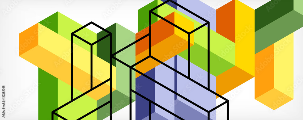 Abstract background. 3d cubes, cubic elements and blocks. Techno or business concept for wallpaper, banner, background, landing page Abstract background. 3d cubes, cubic elements and blocks. Techno or business concept for wallpaper, banner, background, landing page