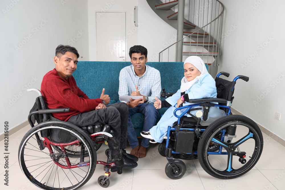 Group of southeast Asian adult child girl male female special need medical down adhd autism syndrome disabled wheelchair work study business discuss talk thumbs up wave success happy Group of southeast Asian adult child girl male female special need medical down adhd autism syndrome disabled wheelchair work study business discuss talk thumbs up wave success happy