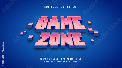Pixel game zone 3d cartoon editable text effect template