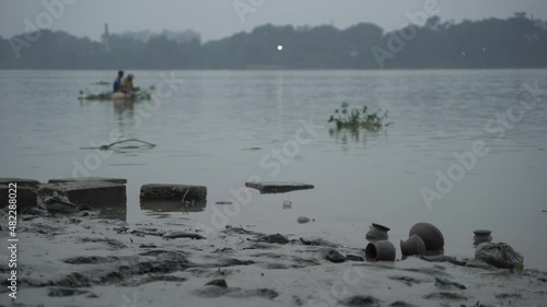 The banks of the river Ganges at low tide