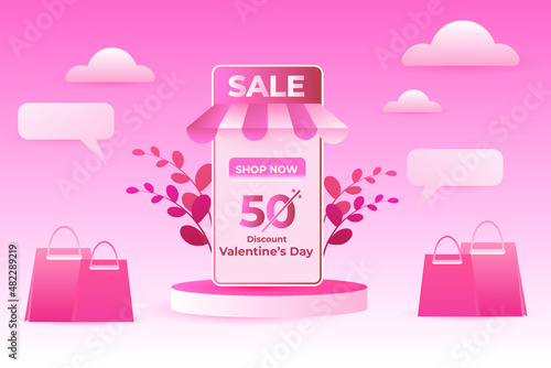 illustration of valentine's day discount sale