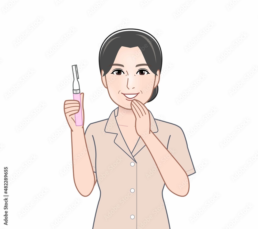 産毛処理をする女性