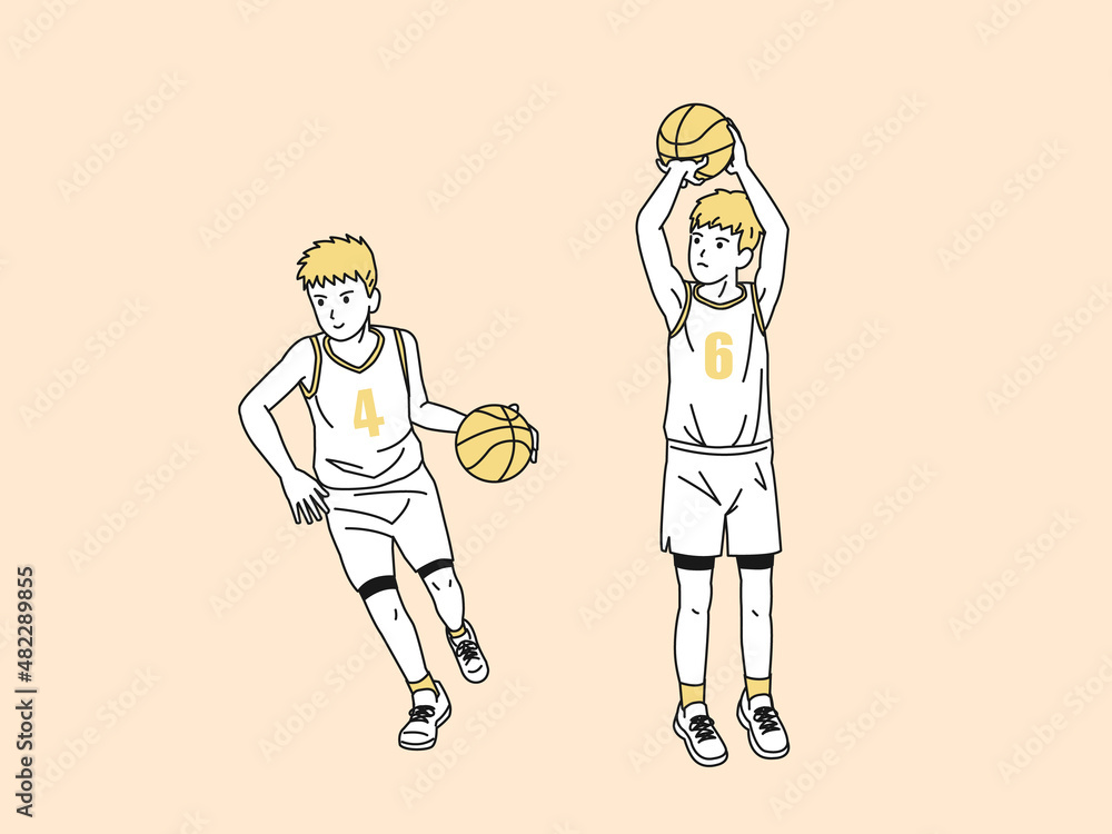 バスケットボール 男子 バスケ部 部活 スポーツ 男の子 ドリブル シュート イラスト バスケットボール 男子 バスケ部 部活 スポーツ 男の子 ドリブル シュート イラスト