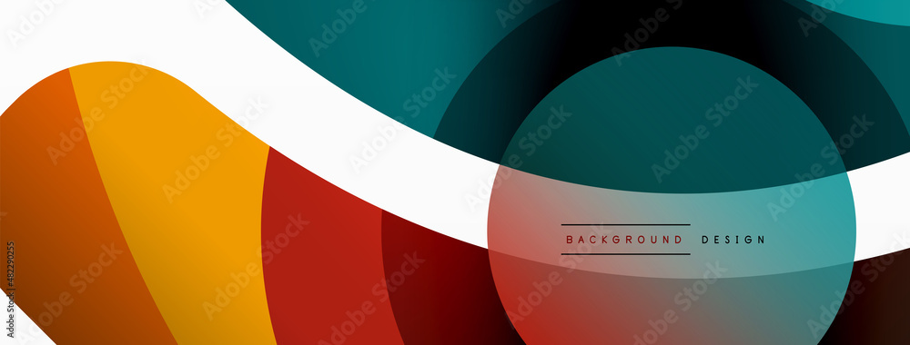 Abstract background with color geometric shapes. Beautiful minimal backdrop with round shapes circles and lines. Geometrical design. Vector illustration Abstract background with color geometric shapes. Beautiful minimal backdrop with round shapes circles and lines. Geometrical design. Vector illustration