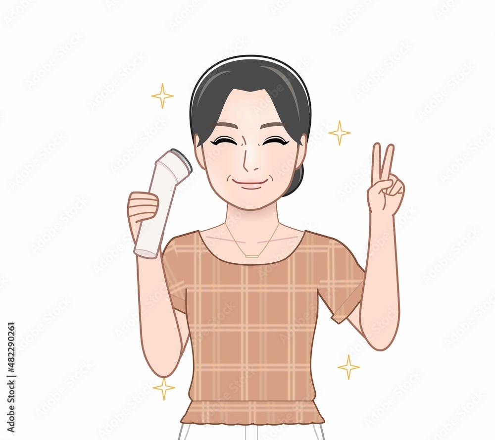 美顔器でお肌をケアする人