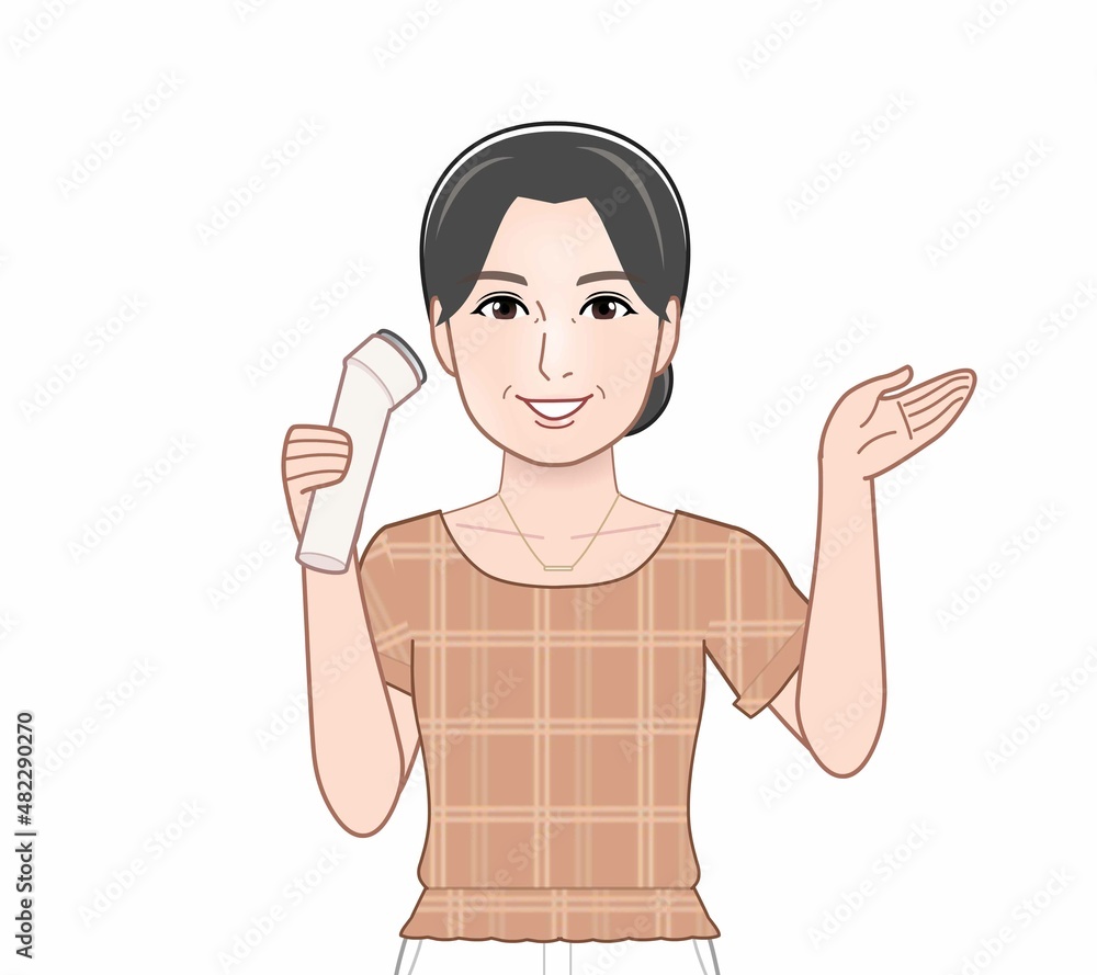 美顔器でお肌をケアする人