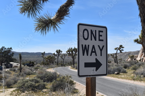 One Way sign outside of Joshua Tree National Park