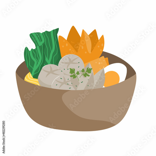Flat design bakso bowl