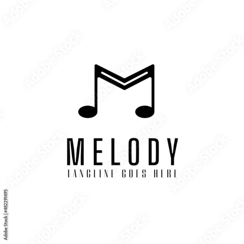 Melody logo template with instrument tone, music icon for entertainment vector illustration