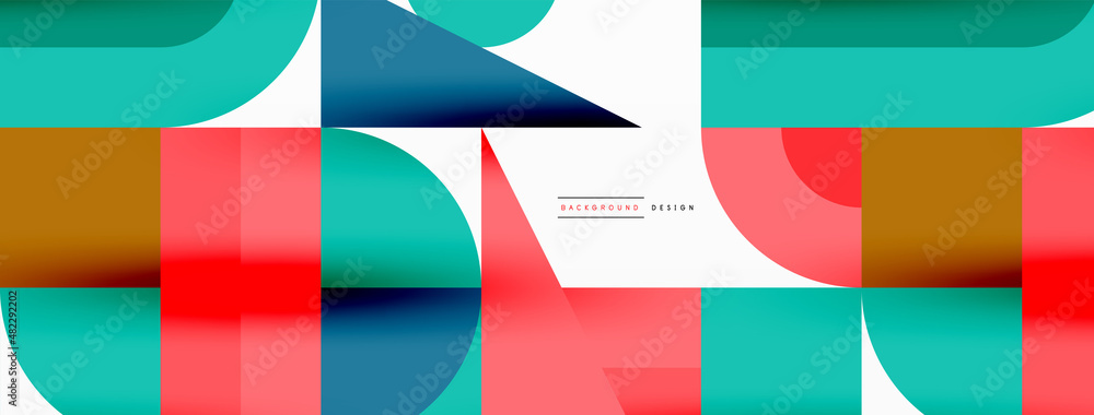 Minimal geometric abstract background. Circle square and triangle design. Trendy techno business template for wallpaper, banner, background or landing Minimal geometric abstract background. Circle square and triangle design. Trendy techno business template for wallpaper, banner, background or landing