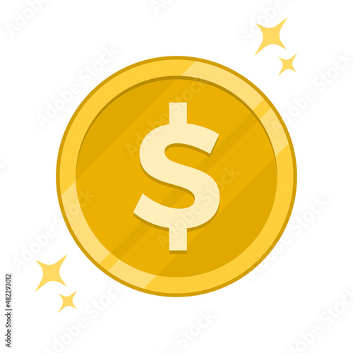 Dollar money coin icon. flat design, vector format.