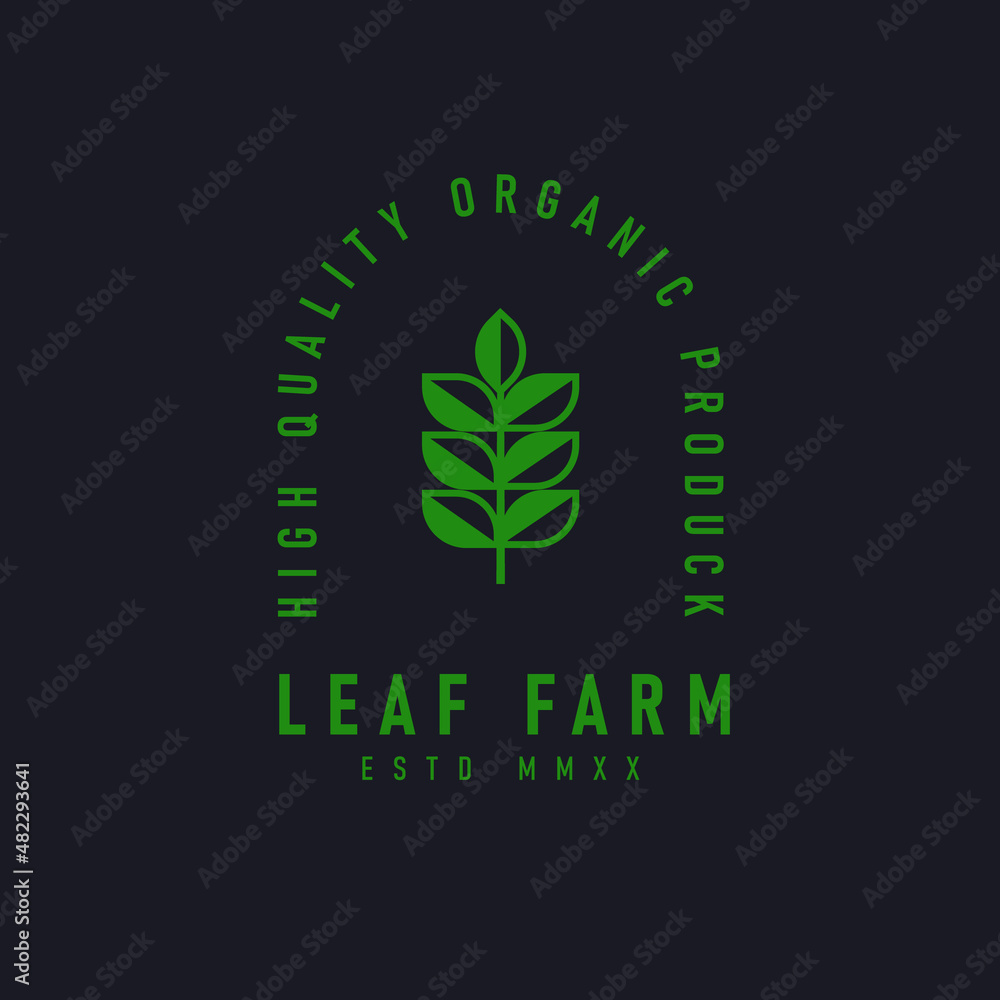 Fototapeta premium Leaf farm logo design illustration template. minimalist logo with green leaf symbol suitable for farm production