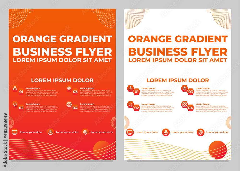 Fototapeta premium orange gradient business flyer template collection