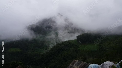 Landscape of the mountain is covered with clouds Morning mist on Doi Luang Chiang Dao, Chiang Mai Thailand