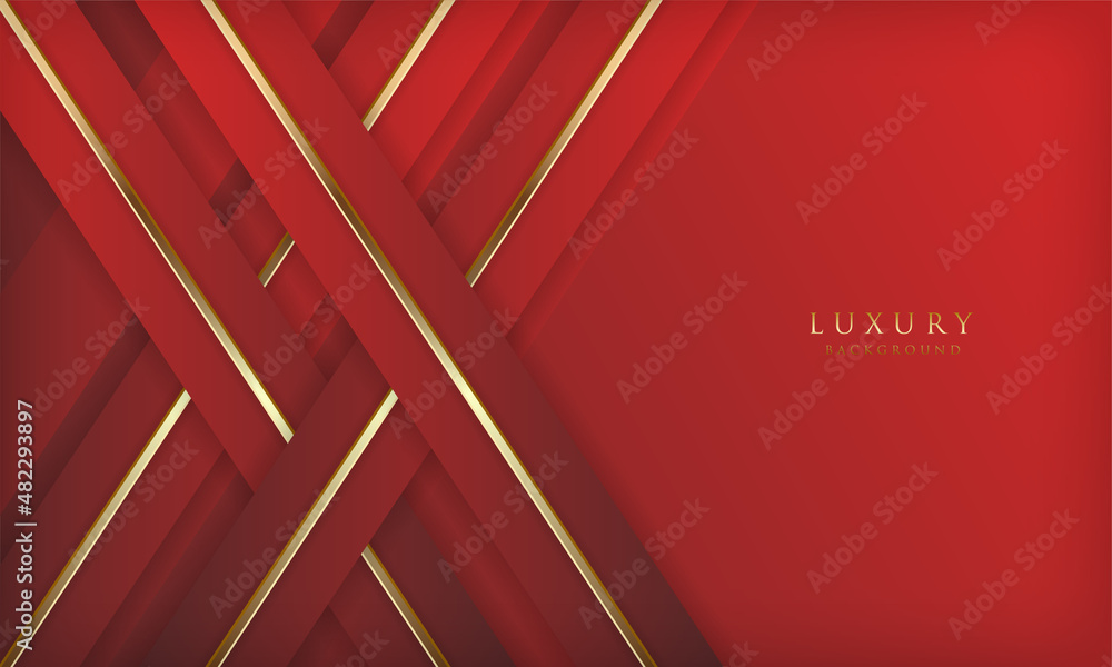Elegant diagonal abstract golden line with red shade background and light effect. Modern luxury paper art style for cover, magazine, poster, flyer, invitation, web, banner, card. Elegant diagonal abstract golden line with red shade background and light effect. Modern luxury paper art style for cover, magazine, poster, flyer, invitation, web, banner, card.