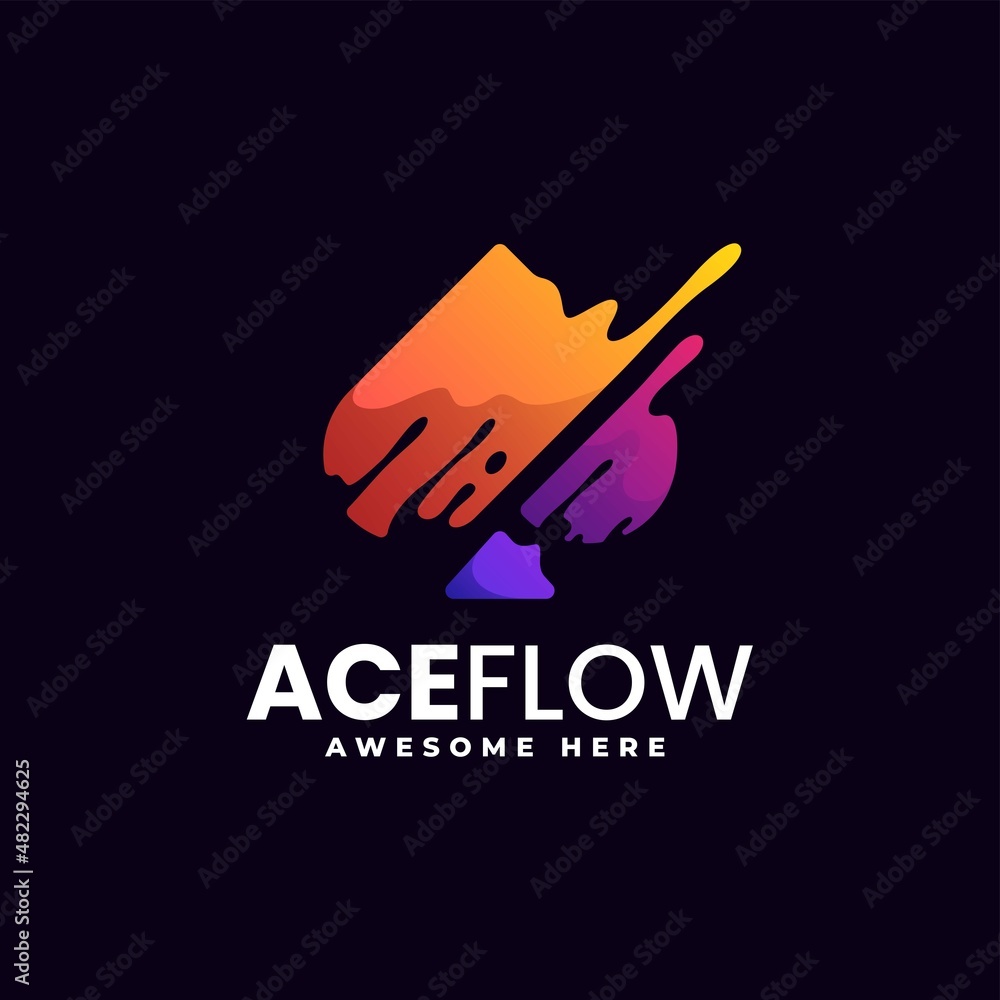 Fototapeta premium Vector Logo Illustration Ace Card Gradient Colorful Style.