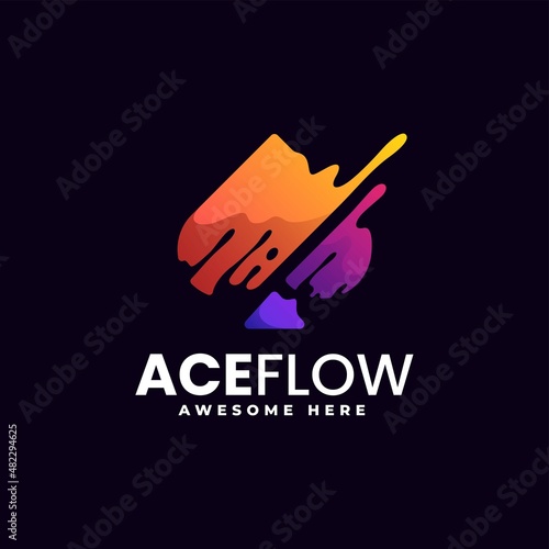 Vector Logo Illustration Ace Card Gradient Colorful Style.