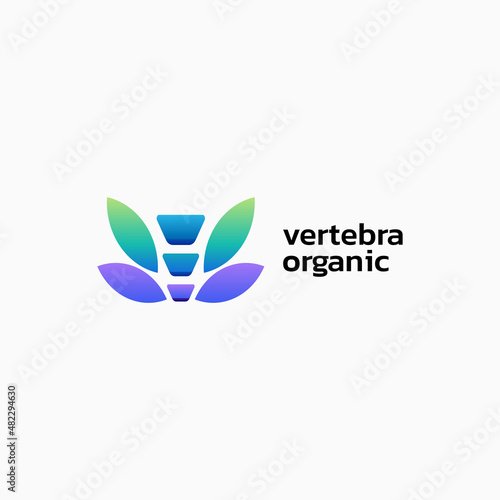 Vector Logo Illustration Vertebra Gradient Colorful Style.