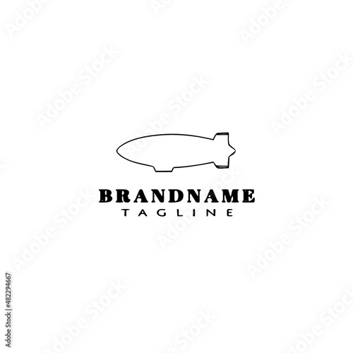 dirigible logo cartoon icon design template black isolated vector cute