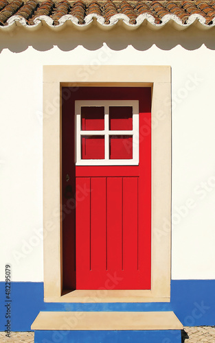 Porta vermelha de uma casa. (ID: 482295079)