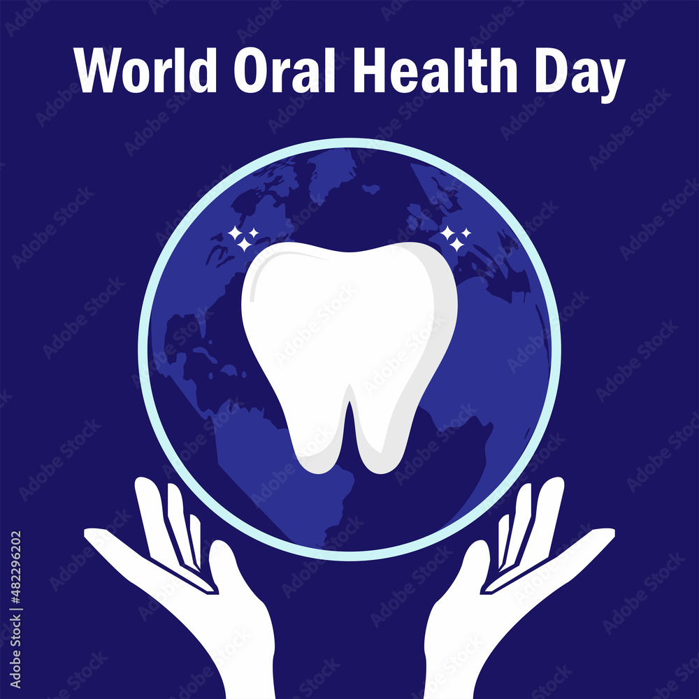 Obraz premium Teeth and World Vector, World Oral Health Day Design Concept held on March 3rd. suitable for posters, banners, greeting cards. Vector Illustration