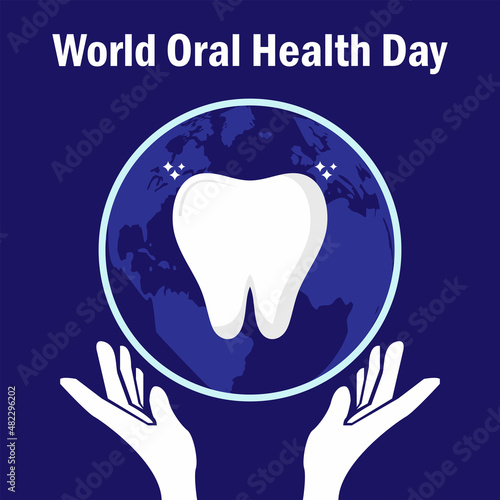 Teeth and World Vector, World Oral Health Day Design Concept held on March 3rd. suitable for posters, banners, greeting cards. Vector Illustration
