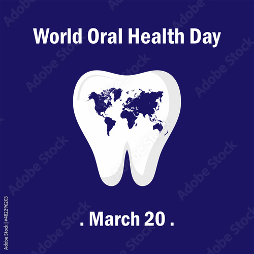 Teeth and World Vector, World Oral Health Day Design Concept held on March 3rd. suitable for posters, banners, greeting cards. Vector Illustration