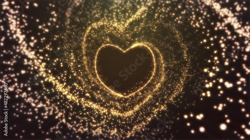 Particle Glitter Glow Heart Background Loop. Particle glow seamless loop background. photo