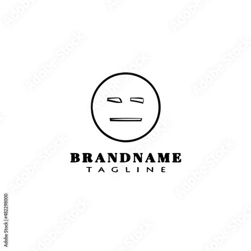 annoyed emoticon cartoon logo template icon design black isolated vector illustration