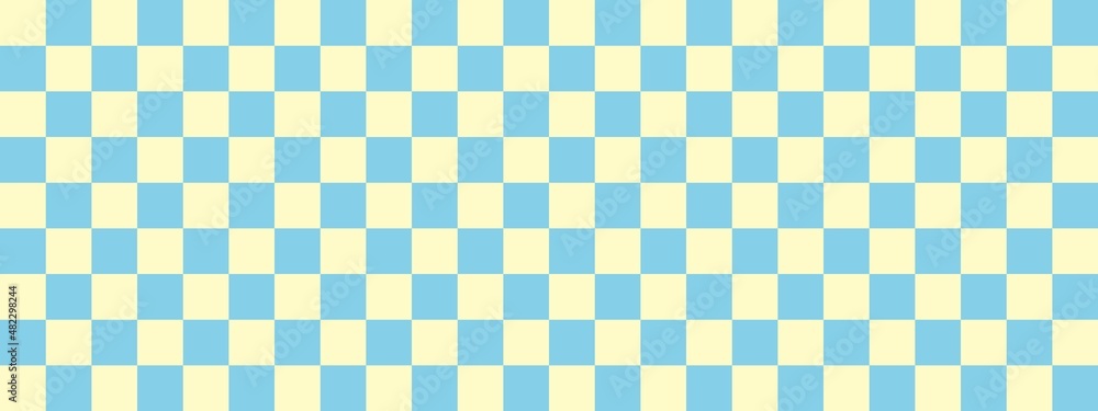 Checkerboard banner. Sky blue and Beige colors of checkerboard. Small squares, small cells. Chessboard, checkerboard texture. Squares pattern. Background. Checkerboard banner. Sky blue and Beige colors of checkerboard. Small squares, small cells. Chessboard, checkerboard texture. Squares pattern. Background.