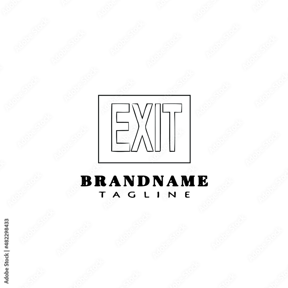 exit logo cartoon template black icon vector illustration