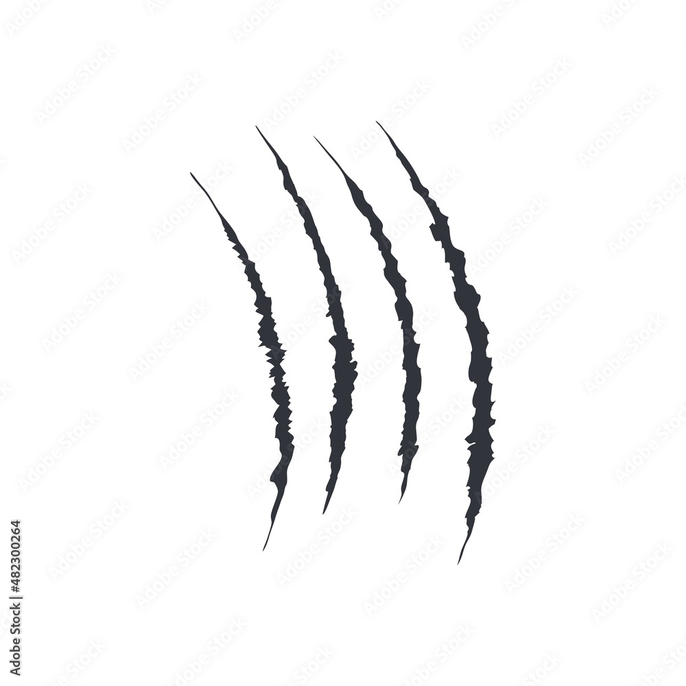 Cat black scratch silhouette. Wild animal lion tiger bear claws scratching torn backdrop. Dog claws isolated on white background. Vector card illustration Cat black scratch silhouette. Wild animal lion tiger bear claws scratching torn backdrop. Dog claws isolated on white background. Vector card illustration