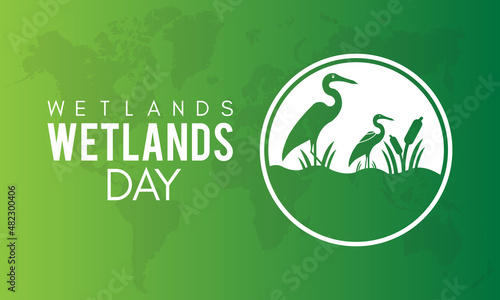 World Wetlands Day. Vector template for banner, card, poster, background.
